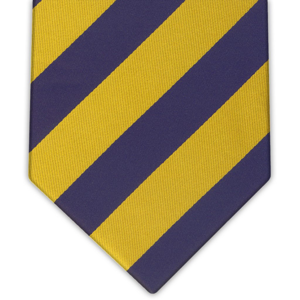 Corbata seda con anchas rayas diagonales en color azul marino y dorado