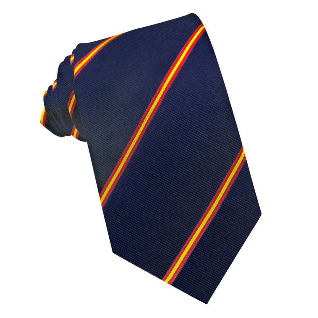 Corbata seda azul marino finas franjas transversales bandera de españa