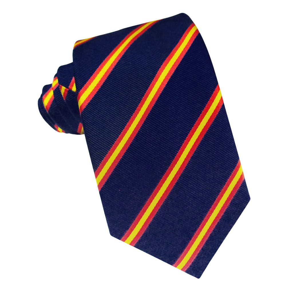 Corbata seda azul marino franjas transversales bandera de españa