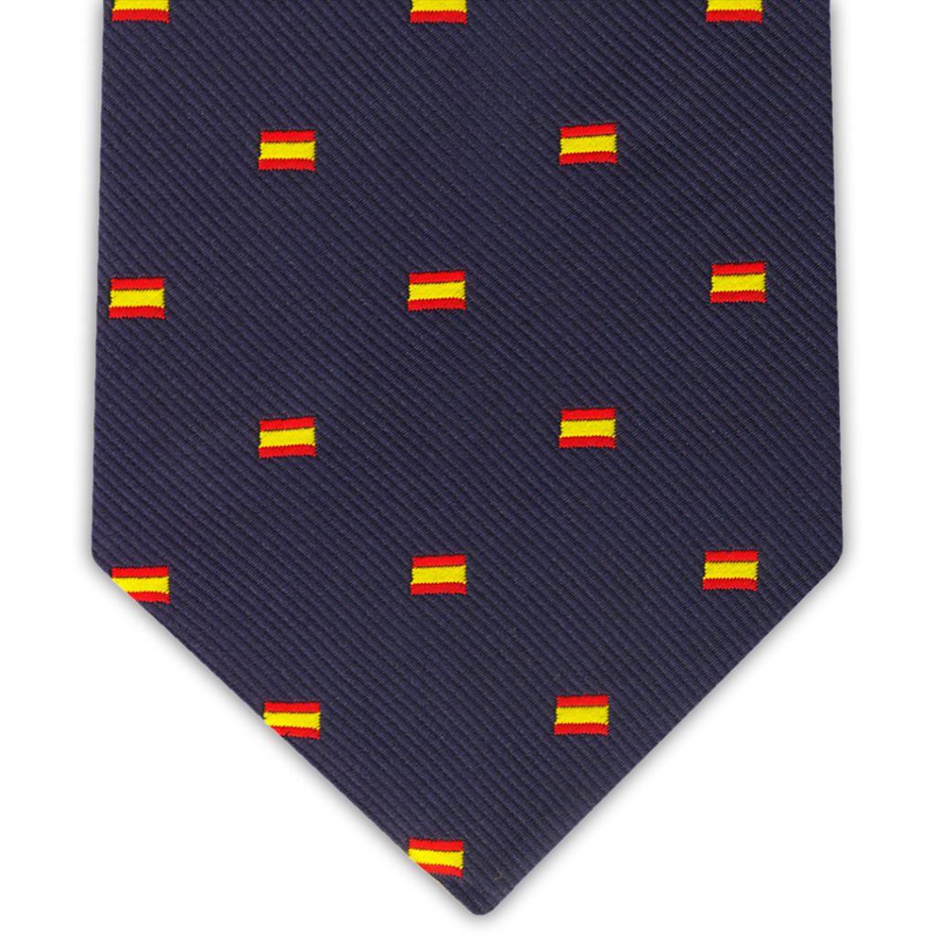 corbata color azul marino con pequeñas Banderas de España