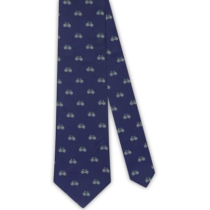 Corbata Seda Azul Marino Bicicletas Blancas