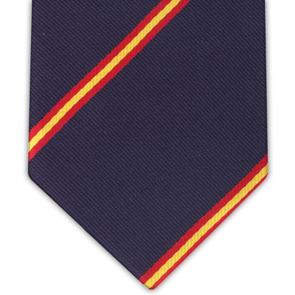 Corbata seda azul marino finas franjas transversales bandera de españa