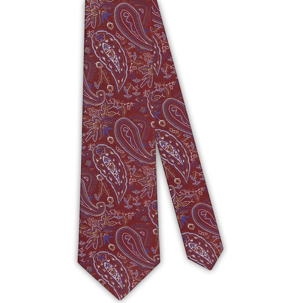 Corbata Seda Granate Motivos Cachemir