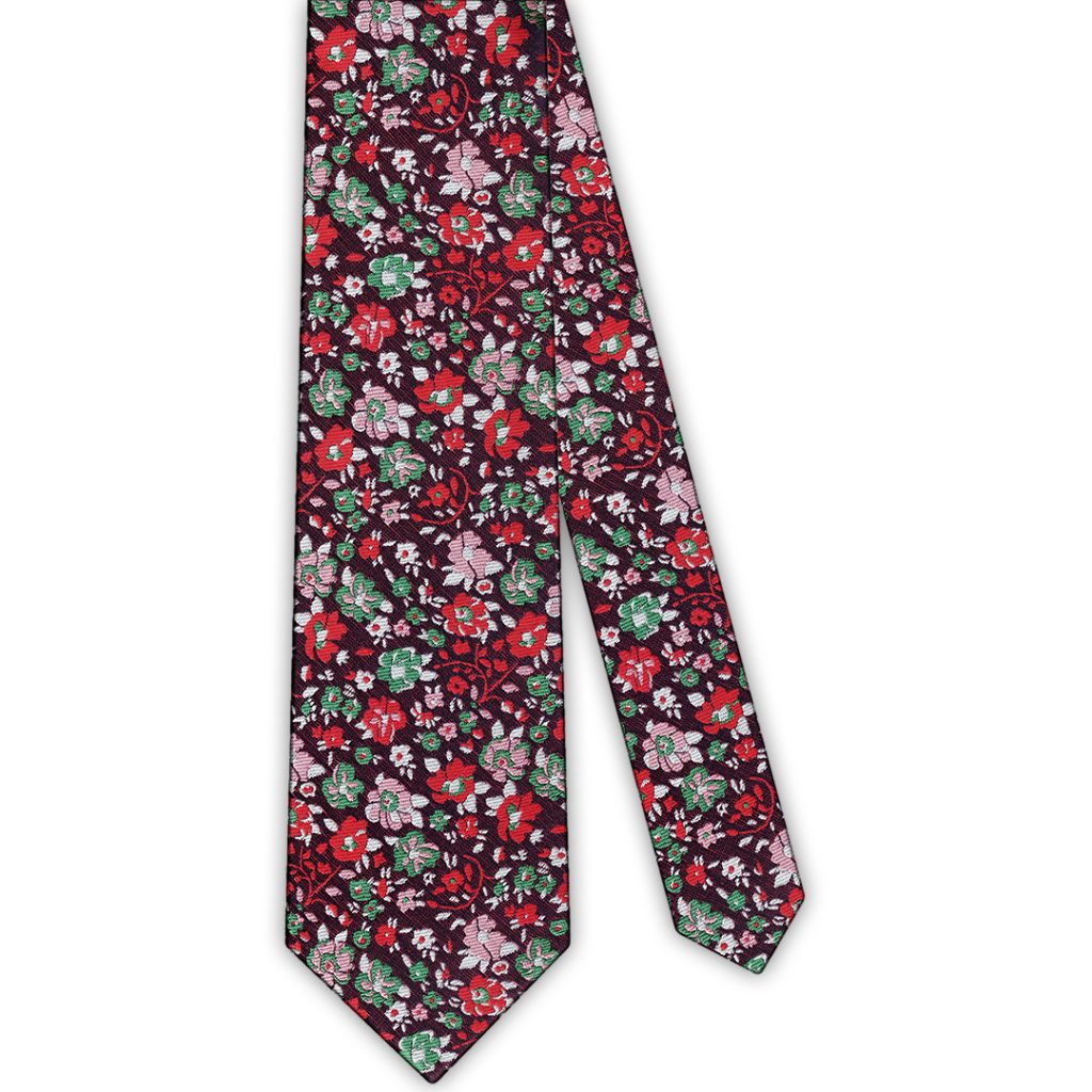 Corbata Seda Motivo Floral Multicolor