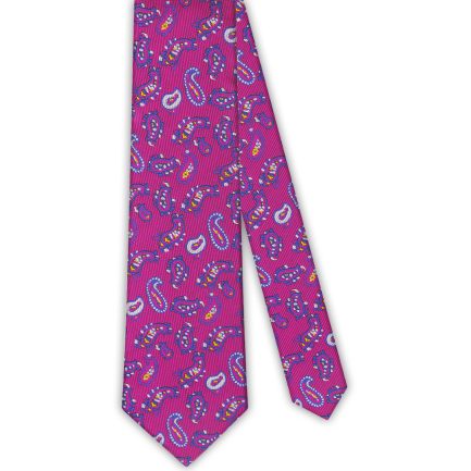 Corbata Seda Rosa Magenta Motivos Cachemir
