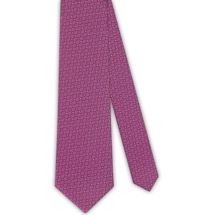 Corbata Seda Rosa Magenta Micro Dibujos Rombos