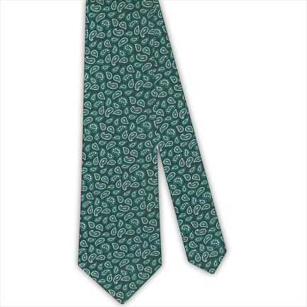 Corbata Seda Verde Pequeños Motivos Cachemir