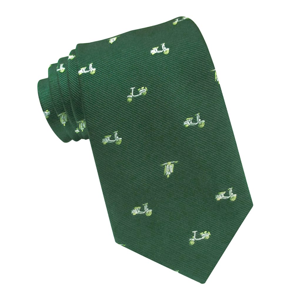 Corbata verde motos vespas blancas