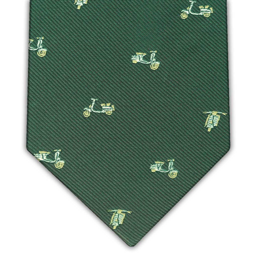 Corbata verde motos vespas blancas