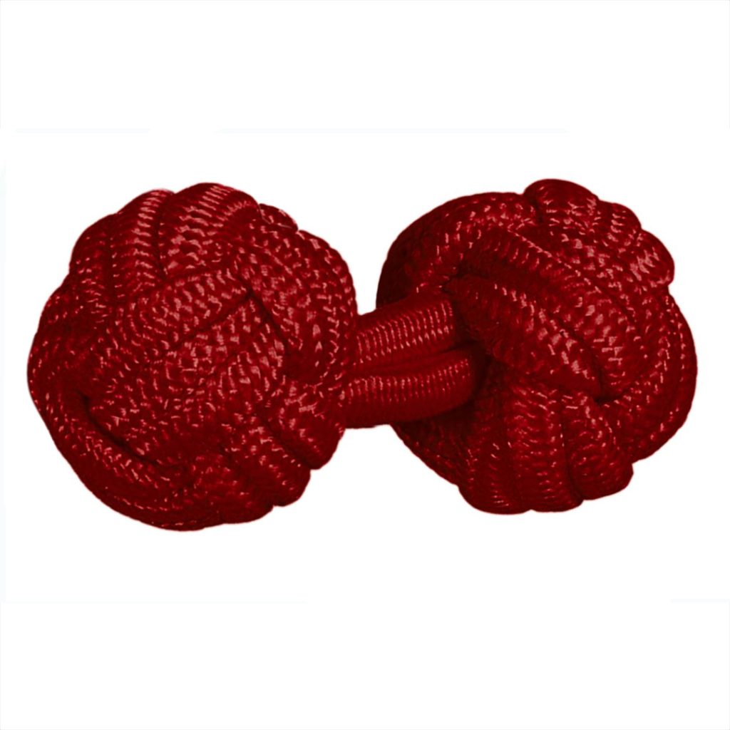 gemelos de pasamanería elasticos forma de bola en color granate