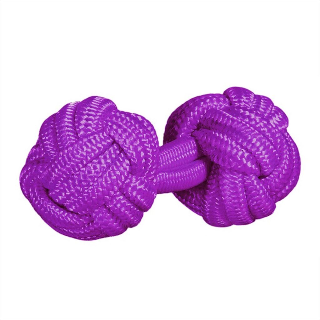 gemelos de pasamanería elasticos forma de bola en color morado