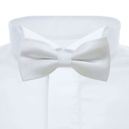 Pajarita Seda Artificial Blanco Microtopos Plata