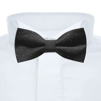 Pajarita Seda Artificial Negra Microtopos Plata