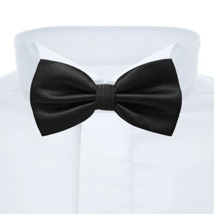 Pajarita Seda Artificial Negra Dos Pliegues