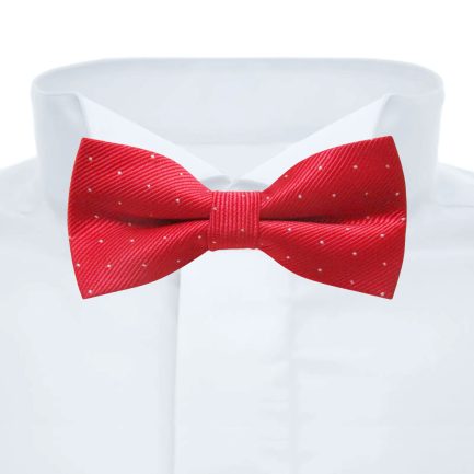 Pajarita Seda Artificial Rojo Microtopos Plata