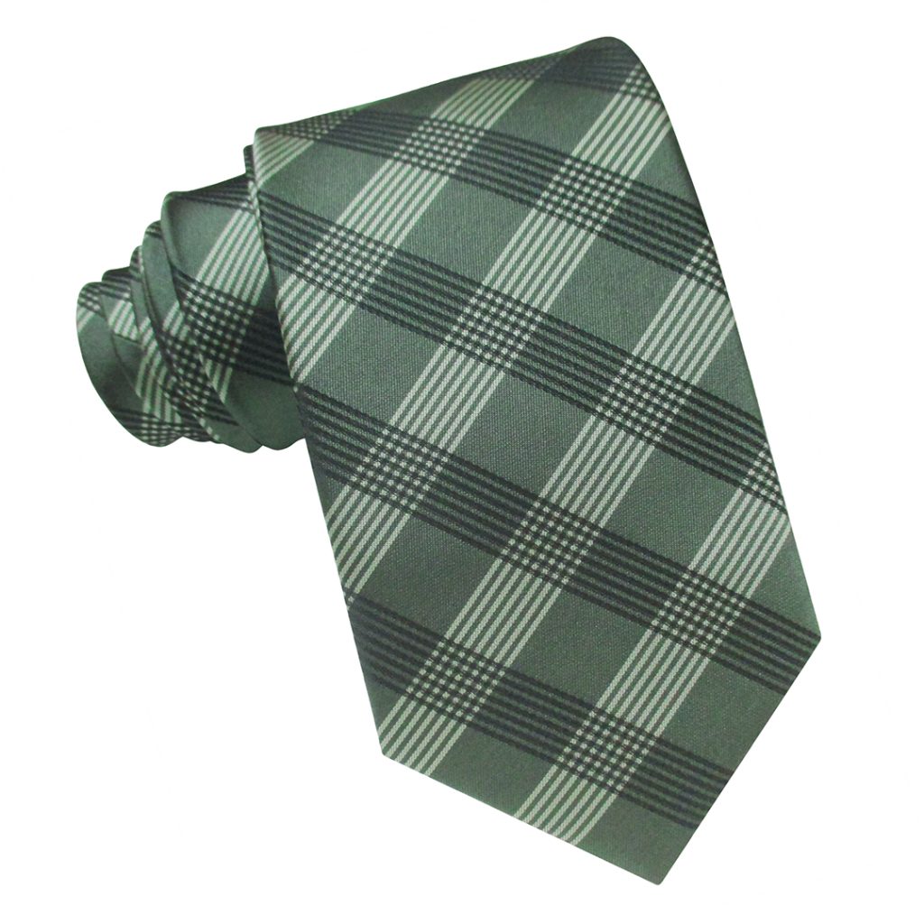 Corbata Seda Tonos Verdes Cuadros y Rayas