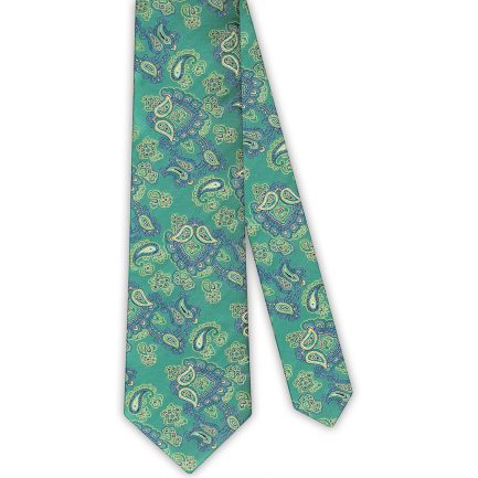 Corbata Seda Verde Motivos Cachemir