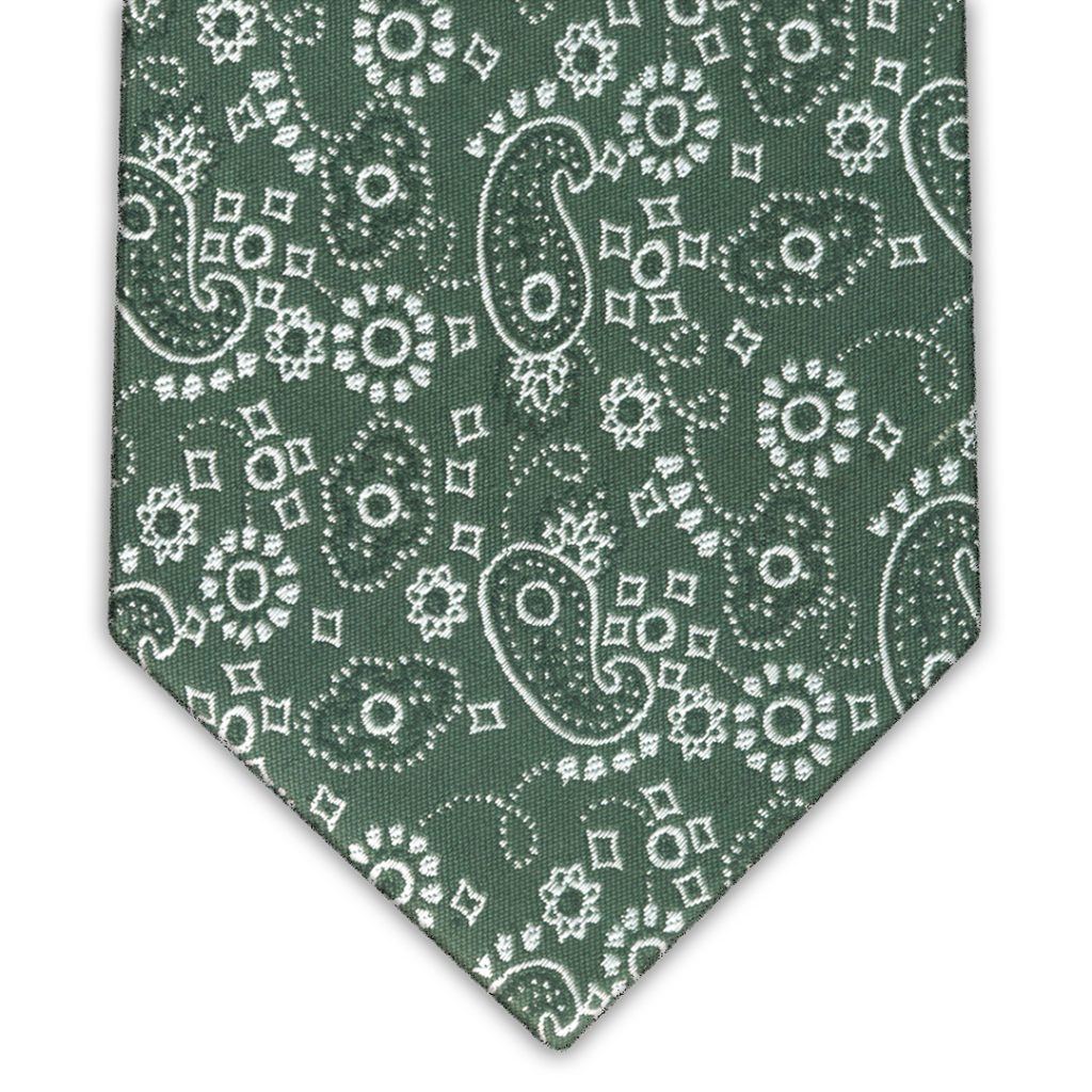 Corbata verde motivos cachemir blancos