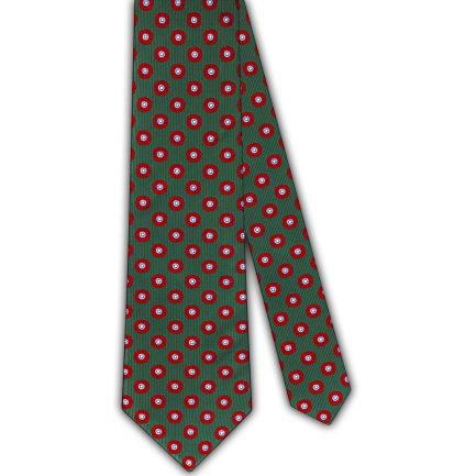Corbata Seda Verde Botella Dibujos Rojos