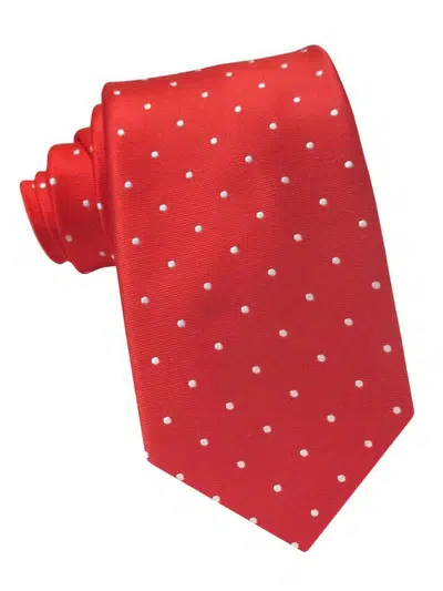 Corbata de seda roja con puntos blancos